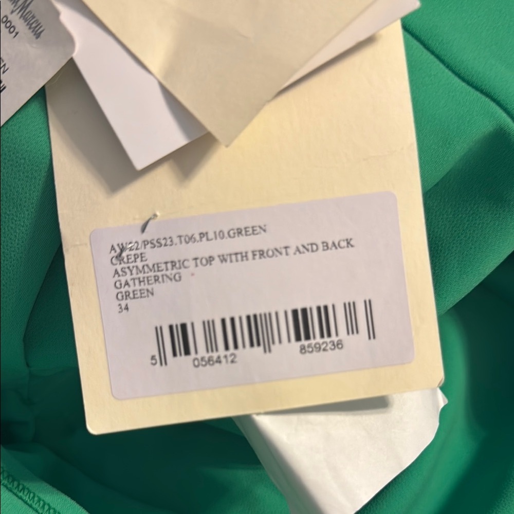 Green Asymmetrical Ruched Long Sleeve Blouse - Picture 15 of 15